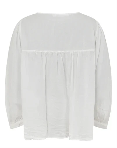Rabens Saloner - Eike Cotton Full Sleeve Bluse - White